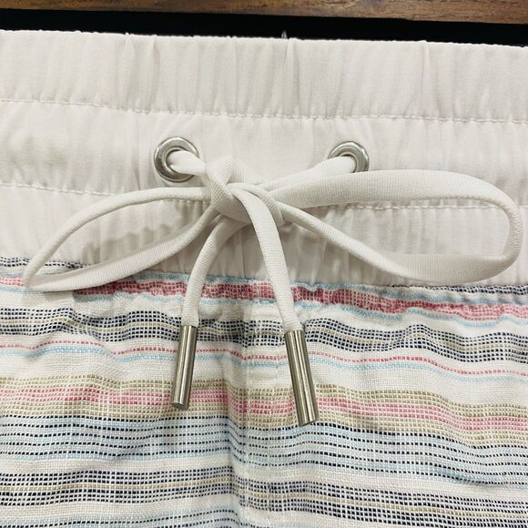 ATHLETA 4 White Multi Stripe Cabo Beachside Linen Pull On Shorts Vacation Resort - Picture 5 of 14